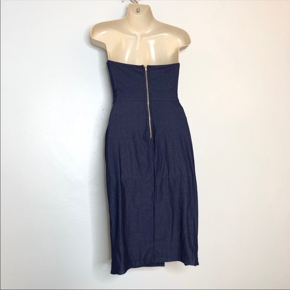 Entry dark wash “denim” lace up bodycon dress S - Picture 5 of 7
